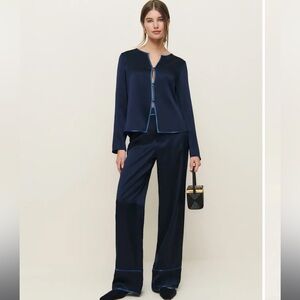 Reformation Eloise Silk Two Piece Blue - Size 6